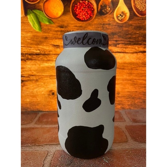 Hand painting  farmhouse Set of 3 glass jars painted with farm animals - Picture 8 of 10